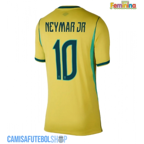 Camisa de time de futebol Brasil Neymar Jr #10 Replicas 1º Equipamento Feminina Mundo 2026 Manga Curta